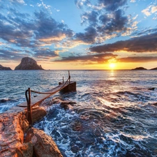 Ibiza, Spain, footbridge, sea, Coast