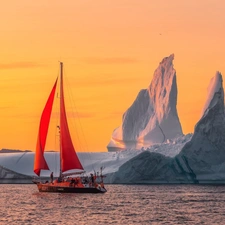 sailing vessel, Greenland, Iceberg