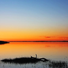 Great Sunsets, lake, Islet