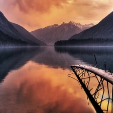 Mountains, lake