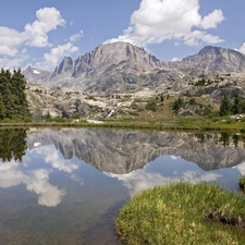 lake, Spring, Mountains