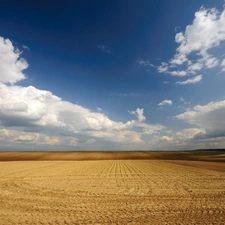 Sky, Field, land, clouds