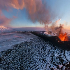 Lava, volcano, smoke