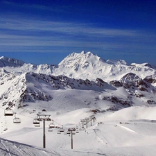 Lift, ski, Sky, snow, Mountains