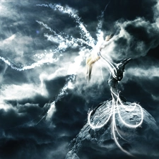 lightning, Women, clouds