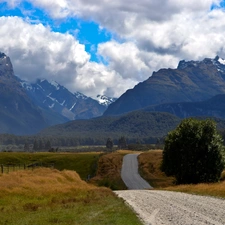 Meadow, Mountains, Way