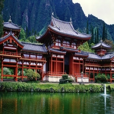 Beatyfull, palace, Mountains, Chinese