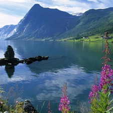 lake, Norway, Mountains, Jolstravatnet