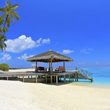 piles, house, sea, an, Beaches, Palms, Tropical