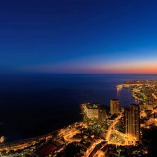 panorama, Monaco, The setting, sun, sea