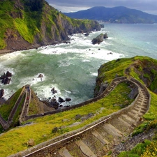 Path, sea, cliff