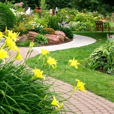 Path, Garden, Flowers
