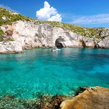 Caves, Motor boat, Zakynthos, Porto Limnionas, Greece