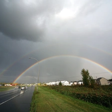 Way, clouds, rainbows, Storm