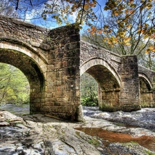 River, stone, bridge