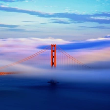 River, clouds, We, mist, bridge