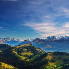 roads, peaks, woods, medows, Mountains