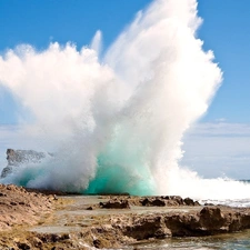 rocks, sea, Tides