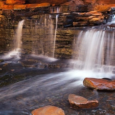 waterfall, rocks