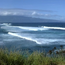 rocks, sea, Waves