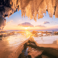 lumps, Baikal Lake, icicle, Ice Cave, Icecream, Russia