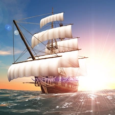 Great Sunsets, sea, sailing vessel