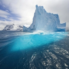 sea, mountains, Ice