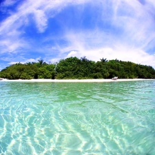 Islet, turquoise, sea, clean