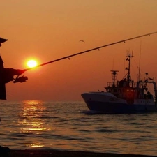 west, angler, Ship, sea