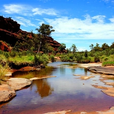 Red, stream, Skrub, rocks