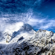 Sky, winter, Mountains