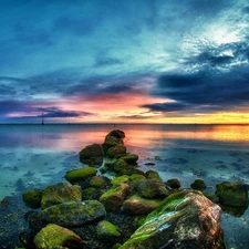 Ocean, Clouds, Sky, Stones