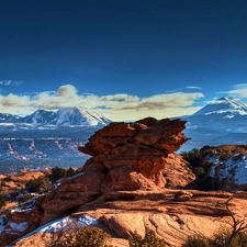 Sky, Mountains, rocks