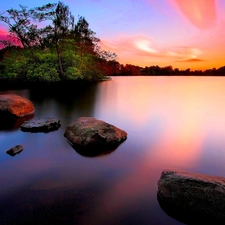 Sky, lakes, Stones