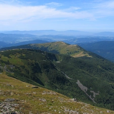 Sky, Mountains, woods