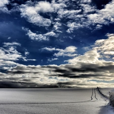 snow, winter, viewes, clouds, trees