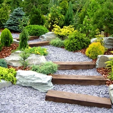 Stairs, Garden, Stones