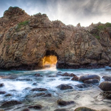 sea, rocks, Stones, Waves