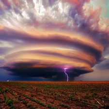 Storm, clouds, Field