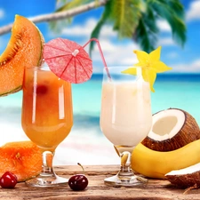 summer, holiday, fruit, cocktails, color