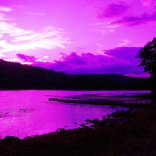 ligh, dawn, flash, Przebijające, River, sun, luminosity