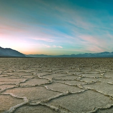 The dried, land