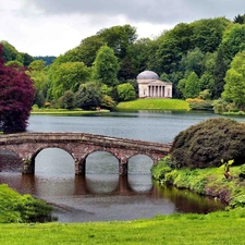 trees, viewes, bridges, grass, water