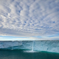 clouds, Ice, water, mountains