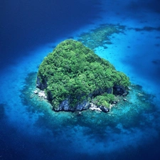 Green, Blue, water, Islet