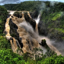 jungle, rocks, waterfall, River