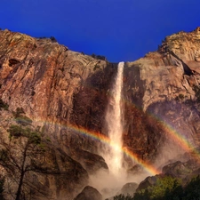 Great Rainbows, rocks, waterfall