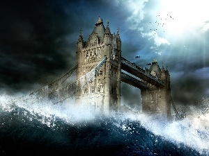 Waves, bridge, London