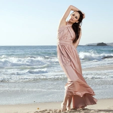 Women, sea, Waves, Beaches