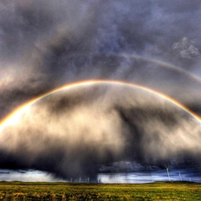 clouds, Great Rainbows, Windmills, Double